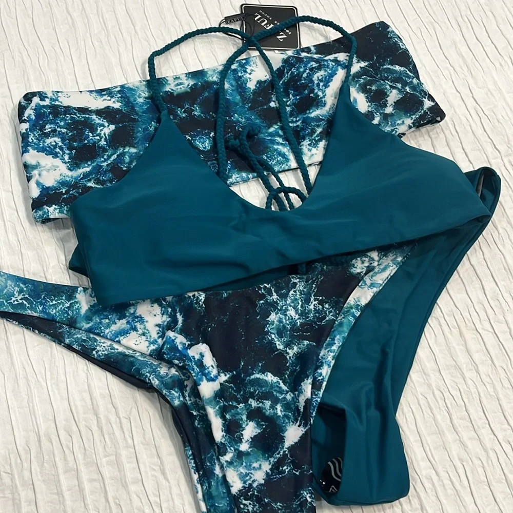 ZAFUL bikini set beachwear high leg large new lot women’s 8 sexy nwt nwot 2 sets
